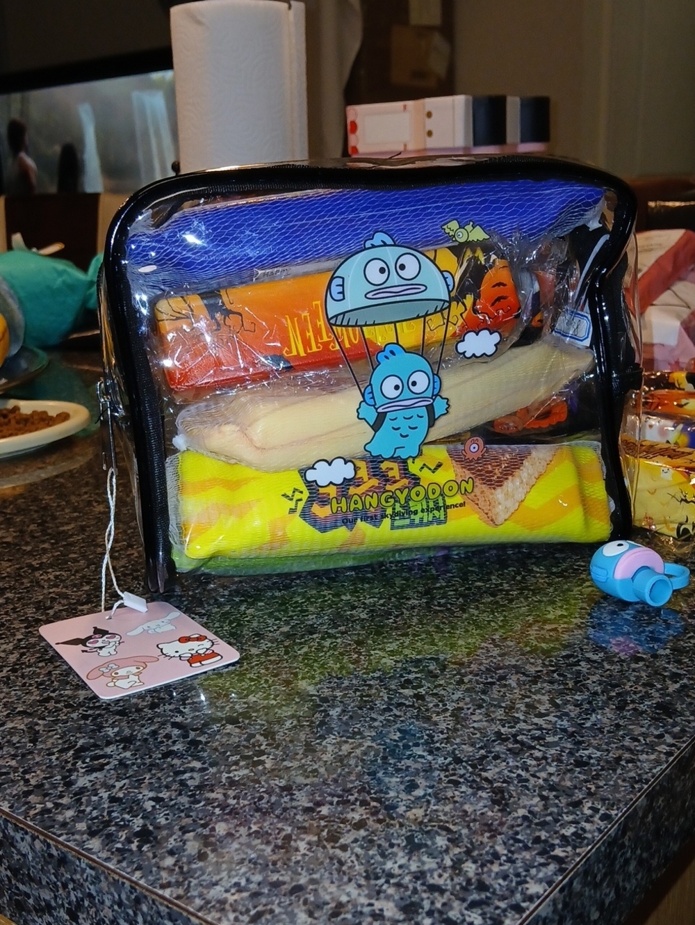#Sanrio #Hangyodon BIG #Clear #Travelpouch - Yellow & Blue